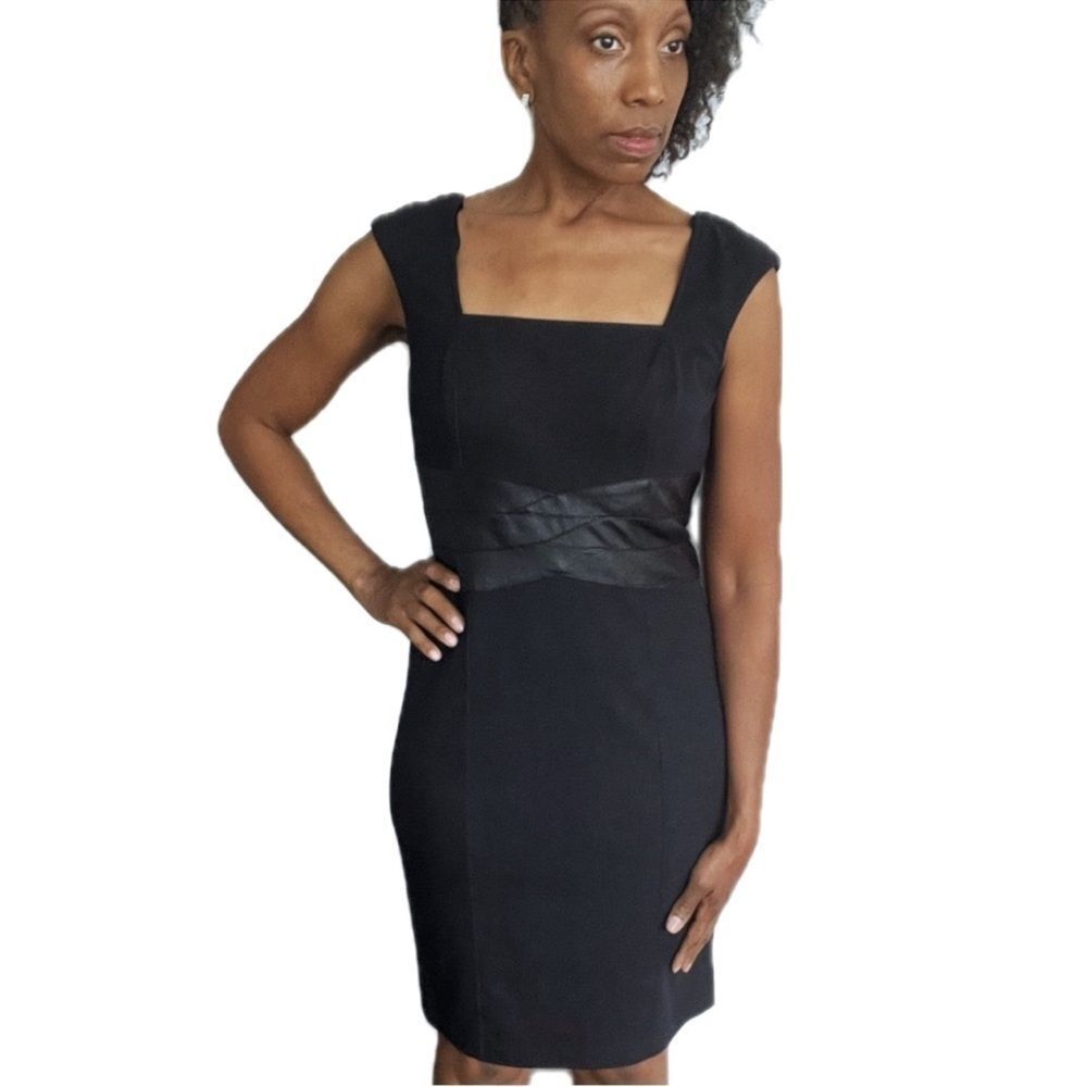 Maggy London Black Faux Leather Accent Dress 10